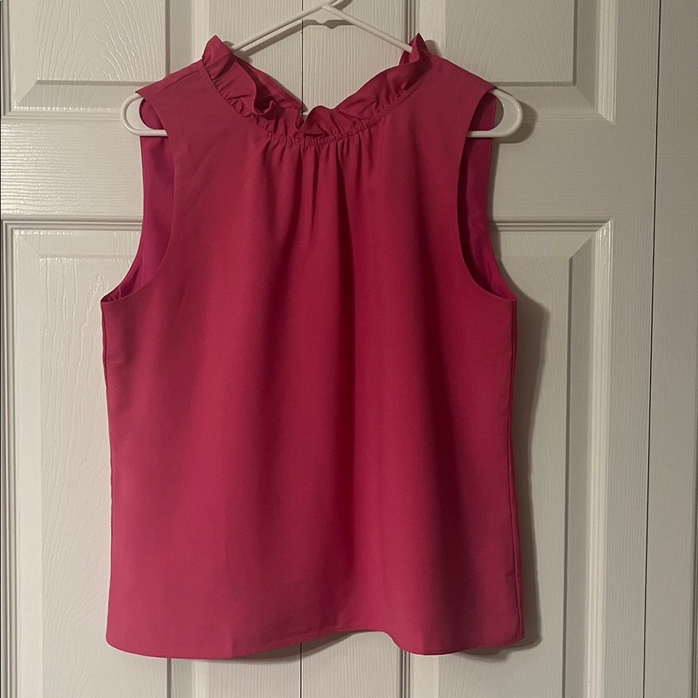 JCrew mercantile Sleeveless Mock Neck hot pink Chiffon Top M